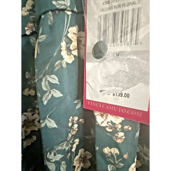 Vince Camuto Women's Plus Size Floral-Print Baby doll Dress Deep Forest Green 1X - Picture 8 of 11